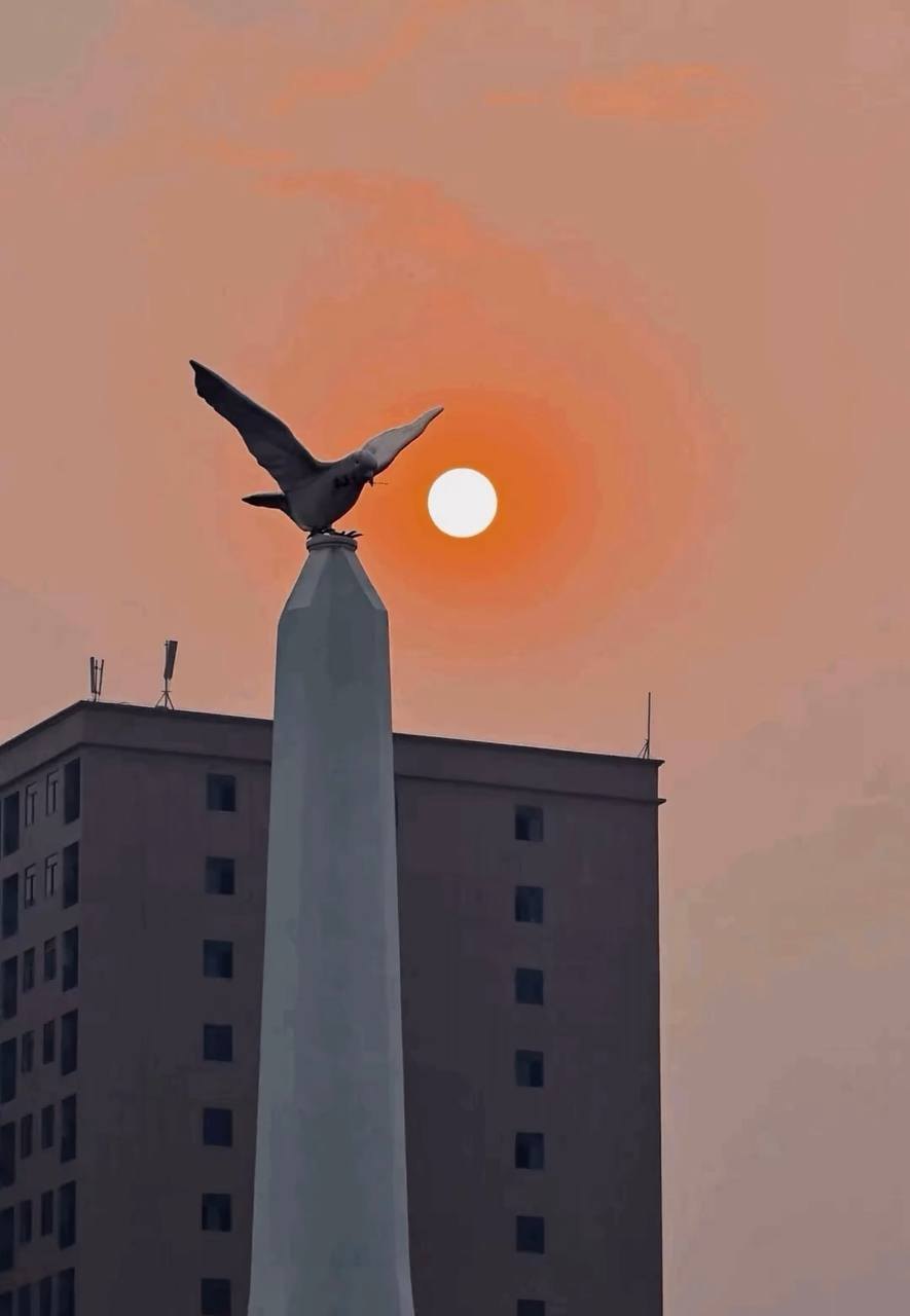 和平雕塑夕阳